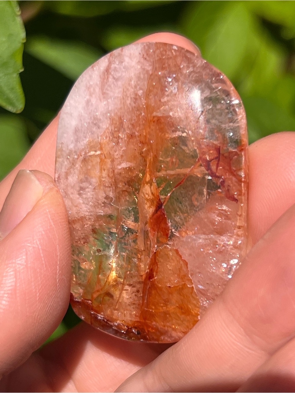 Fire (5) quartz palmstone | crystal